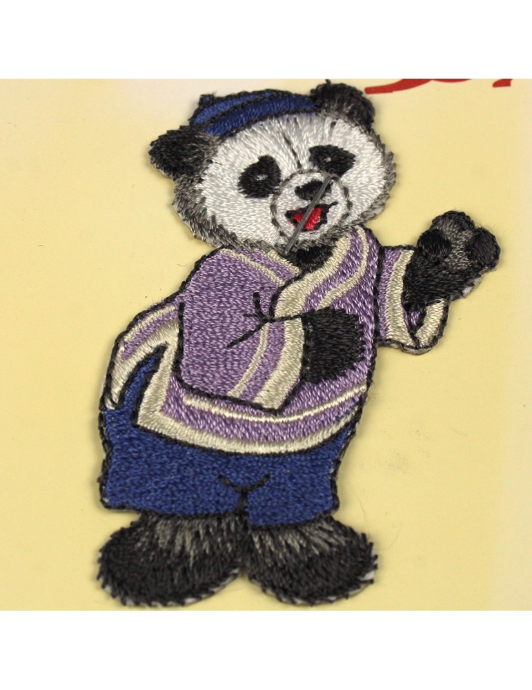 Ecusson panda à coudre multicolore