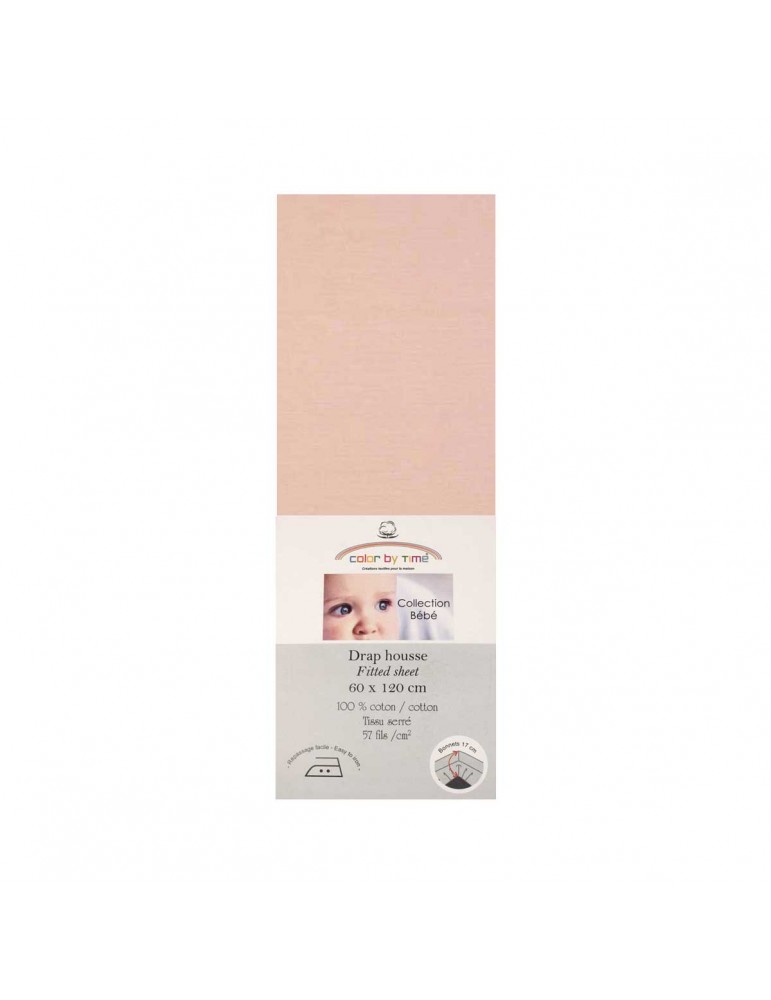 Drap housse enfant 100 % coton 60 x 120 cm rose Drap housse enfant 100 % coton 60 x 120 cm rose