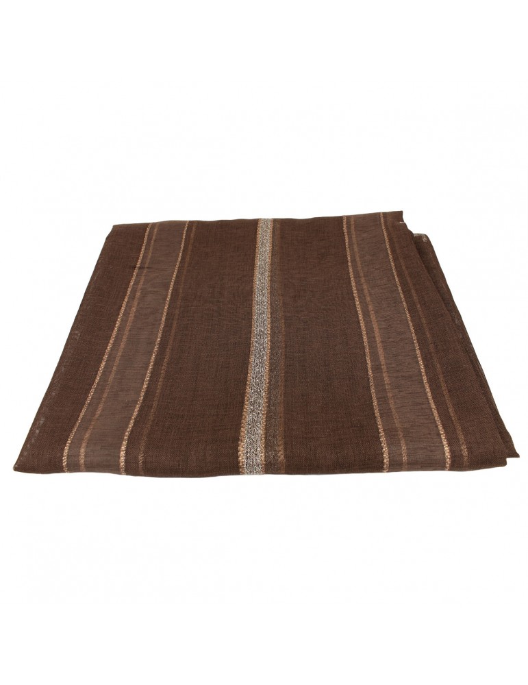 Coupon ameublement polyester plombé 150 x 280 cm marron
