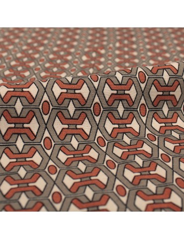 Tissu viscose imprimé formes géométriques marron
