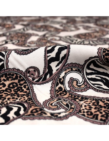 Tissu viscose imprimé cachemire blanc