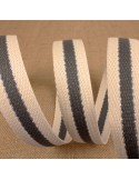 Sangle 3 bandes fil métal 100 % coton gris Sangle 3 bandes fil métal 100 % coton gris