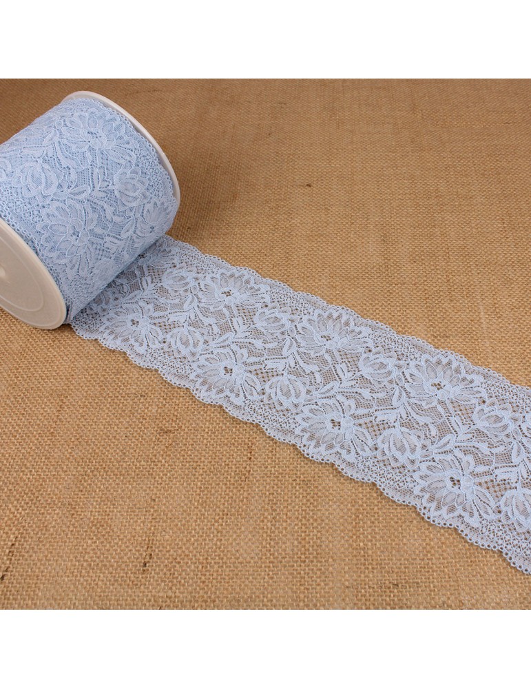 Dentelle élastique fleurs 102 mm bleu Dentelle élastique fleurs 102 mm bleu
