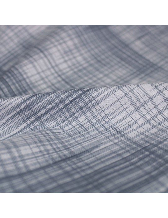 Coupon habillement imprimé quadrillage bleu 150 x 140 cm