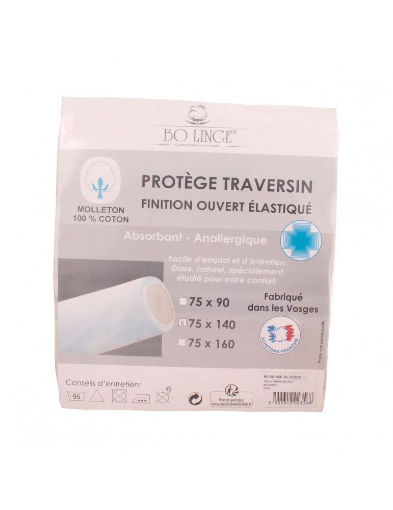 Protège traversin ouvert élastiqué coton 75 x 140 cm blanc Protège traversin ouvert élastiqué coton 75 x 140 cm blanc