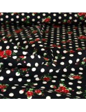 Coupon imprimé fleurs et pois 50 x 50 cm noir Coupon imprimé fleurs et pois 50 x 50 cm noir