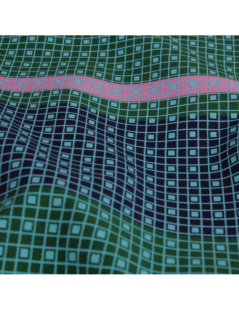 Coupon habillement imprimé carrés 100 % viscose 300 x 145 cm bleu Coupon habillement imprimé carrés 100 % viscose 300 x 145 cm bleu