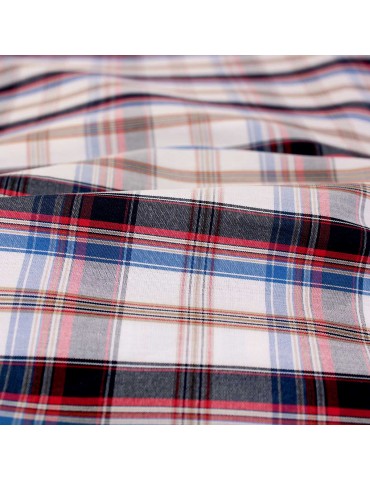 Coupon habillement coton 200 x 145 cm quadrillage bleu/rouge