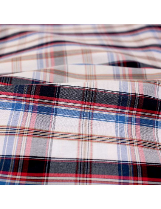 Coupon habillement coton 200 x 145 cm quadrillage bleu/rouge