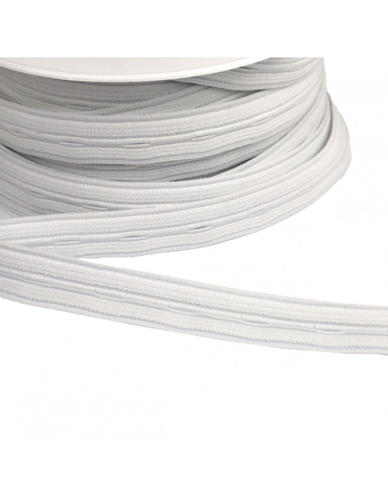 Ruban élastique boutonnière 15 mm blanc Ruban élastique boutonnière 15 mm blanc