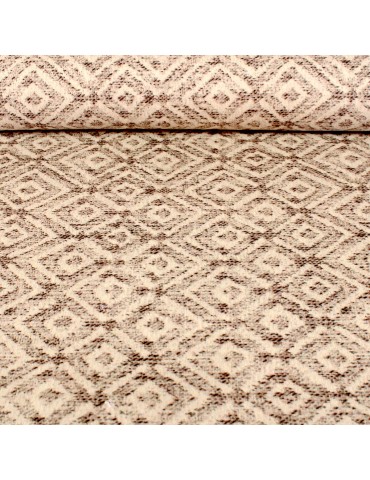 Coupon ameublement velours 50 x 140 cm losange crème marron
