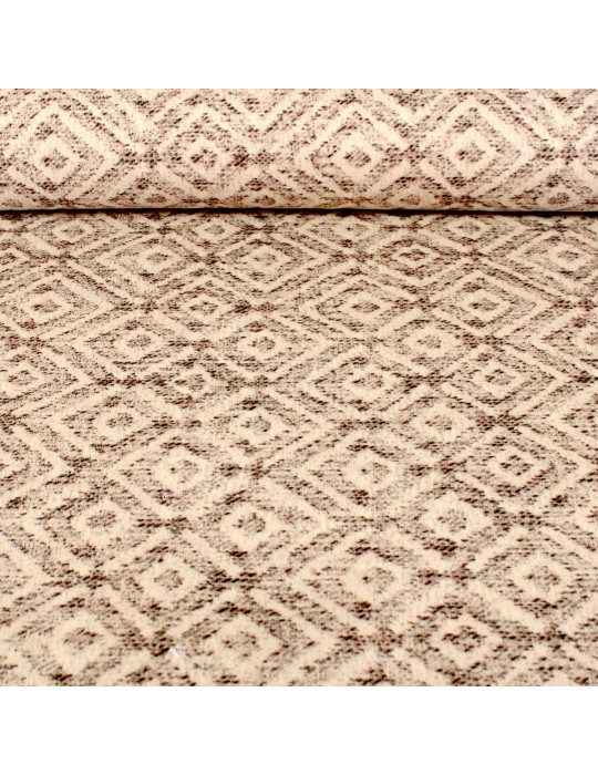 Coupon ameublement velours 50 x 140 cm losange crème marron