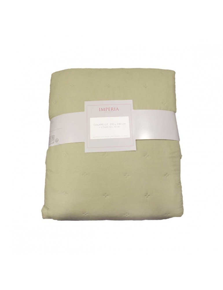 Couvre lit 210 x 230 cm + 2 taies d'oreiller vert Couvre lit 210 x 230 cm + 2 taies d'oreiller vert
