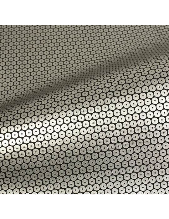 Coupon skaï disque argent  50 x 70 cm argenté