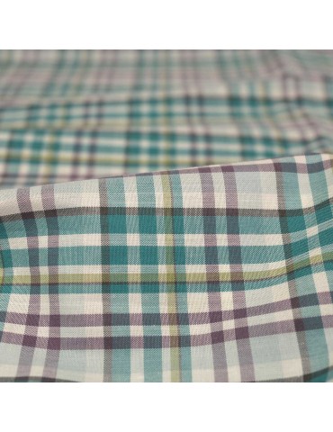 Coupon habillement coton 200 x 145 cm quadrillage vert