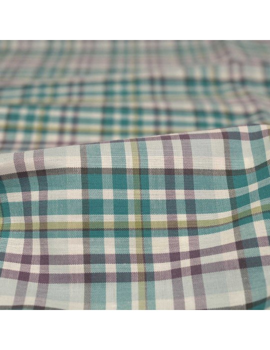 Coupon habillement coton 200 x 145 cm quadrillage vert