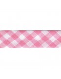Biais vichy tissé 30 mm rose Biais vichy tissé 30 mm rose