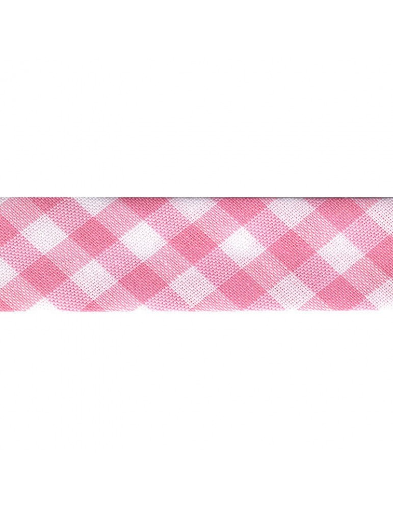 Biais vichy tissé 30 mm rose Biais vichy tissé 30 mm rose