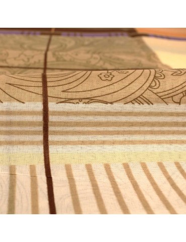 Coupon ameublement 150 x 240 cm 100 % polyester marron/orange