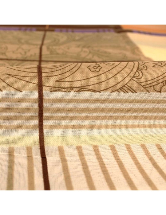 Coupon ameublement 150 x 240 cm 100 % polyester marron/orange