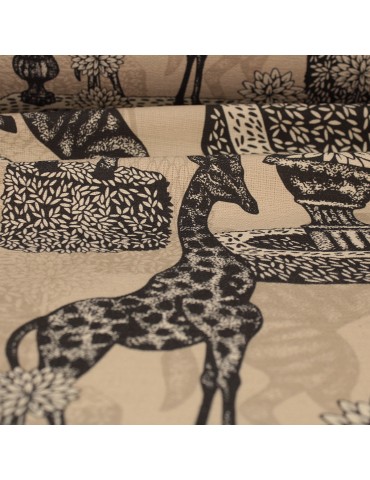 Toile imprimée 100 % coton 140 cm beige
