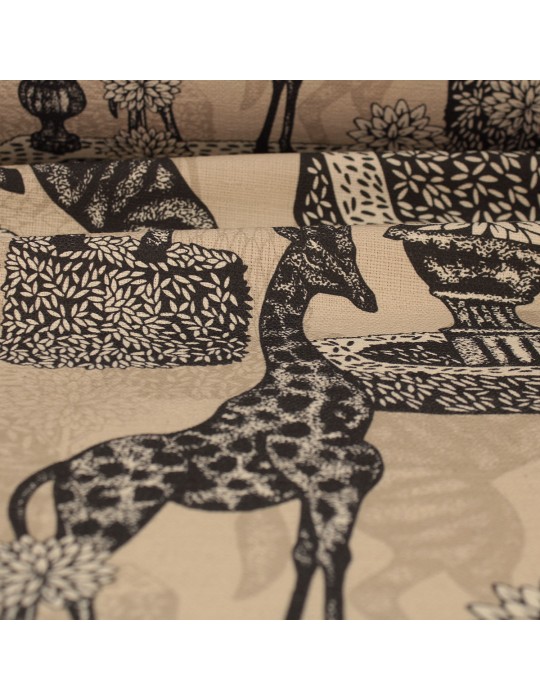 Toile imprimée 100 % coton 140 cm beige