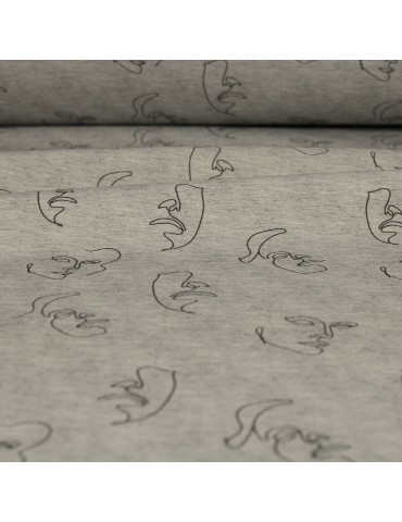 Tissu imprimé 100 % coton 140 cm gris