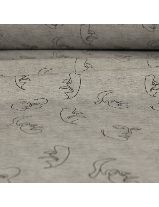 Tissu imprimé 100 % coton 140 cm gris