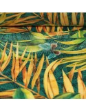 Tissu velours imprimé fleurs 100 % polyester 140 cm vert Tissu velours imprimé fleurs 100 % polyester 140 cm vert