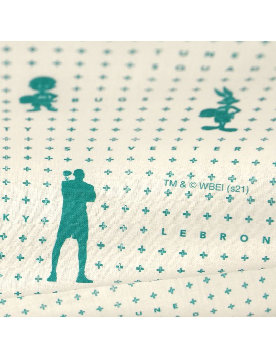 Tissu coton imprimé séries tv/films blanc