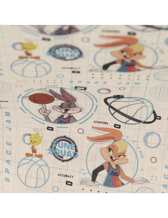 Tissu coton imprimé séries tv/films blanc