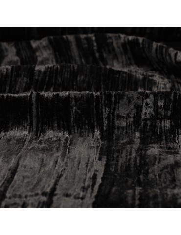 Tissu velours effet froissé noir 125 cm