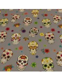 Coupon skaï imprimé têtes de mort 50 x 70 cm gris Coupon skaï imprimé têtes de mort 50 x 70 cm gris