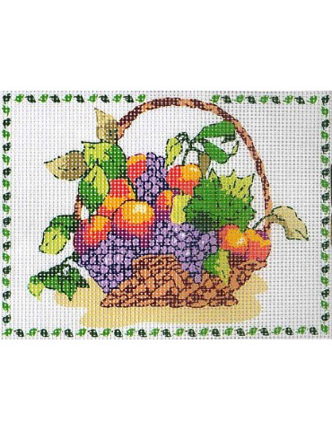 Kit canevas 15 x 20 cm panier de fruits