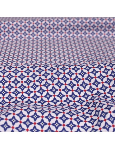 Tissu viscose imprimé motifs géométriques bleu