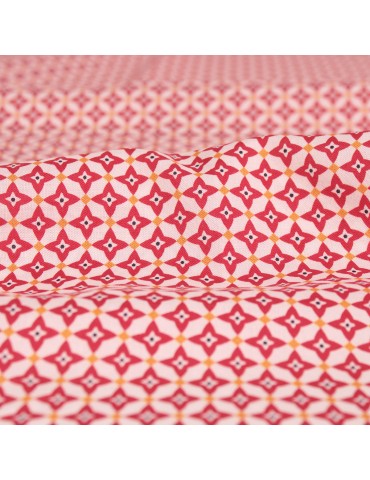 Tissu viscose imprimé motifs géométriques rouge