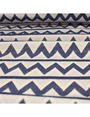 Tissu jacquard zigzag 280 cm bleu