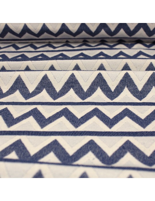 Tissu jacquard zigzag 280 cm bleu