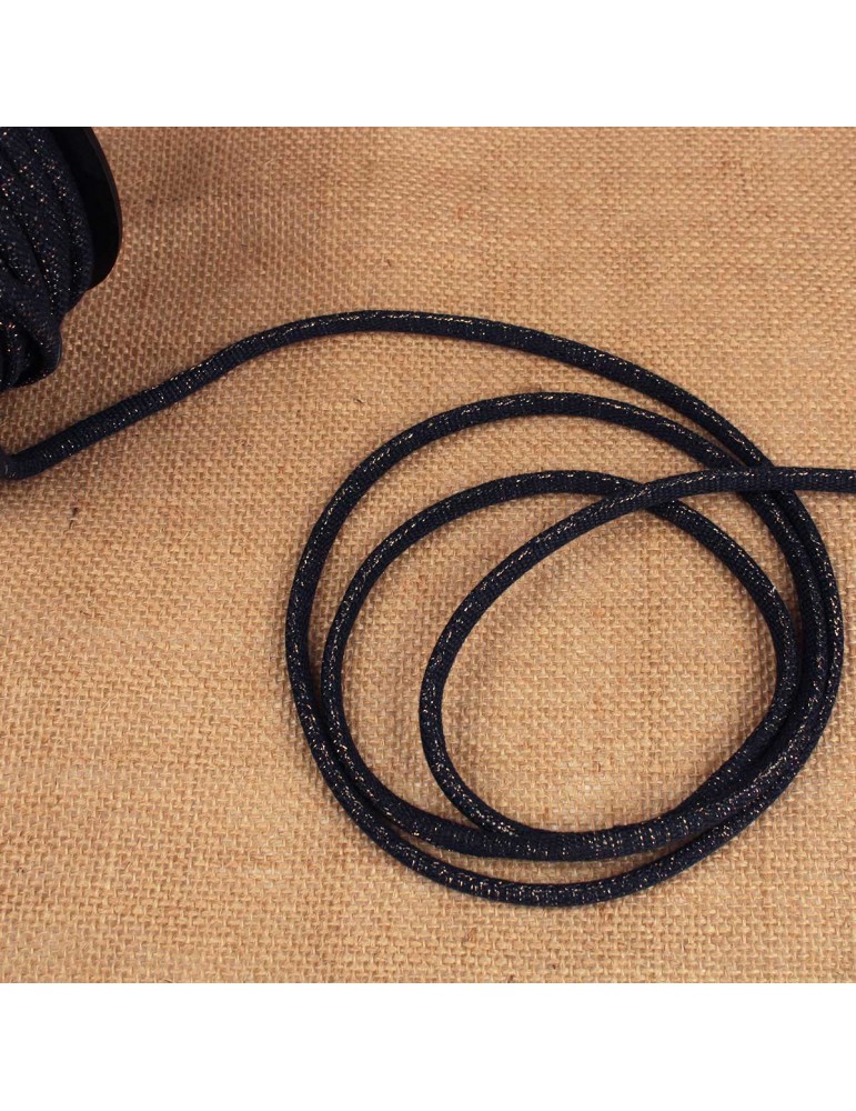 Cordon tresse métallisé 6 mm marine/or bleu Cordon tresse métallisé 6 mm marine/or bleu