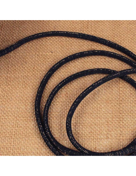 Cordon tresse métallisé 6 mm marine/or bleu