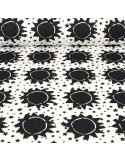 Tissu cretonne imprimé soleil étoiles 145 cm noir Tissu cretonne imprimé soleil étoiles 145 cm noir
