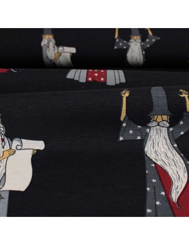 Tissu d'ameublement coton/polyester magiciens noir