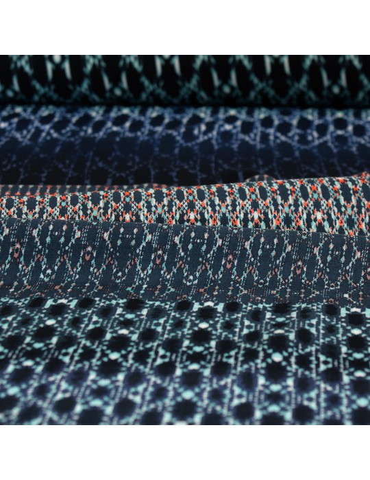 Tissu habillement 100 % viscose marine multicolore