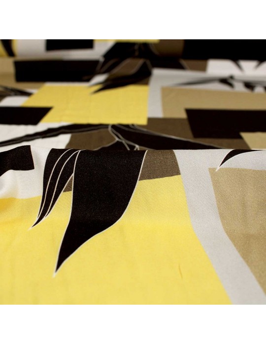 Tissu viscose imprimé végétal jaune