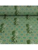 Coupon toile de coton imprimé ananas vert 50 x 140 cm