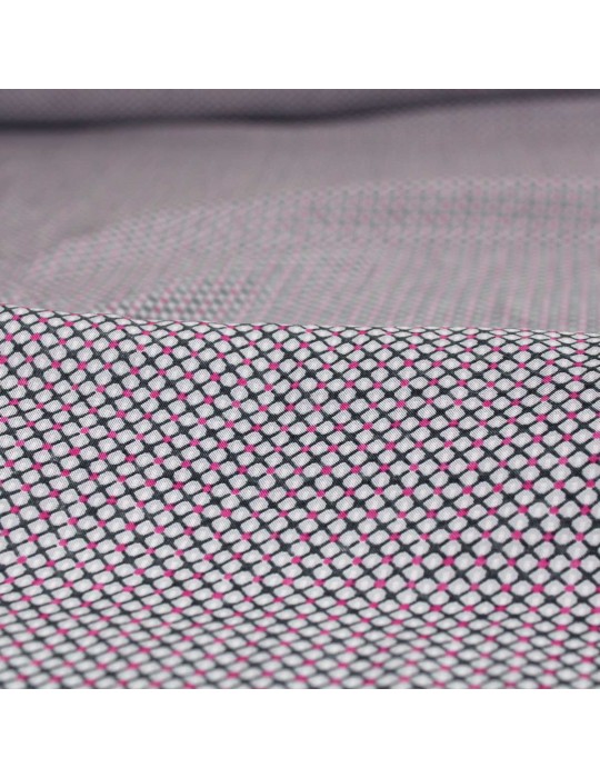 Tissu viscose imprimé à pois fuchsia rose