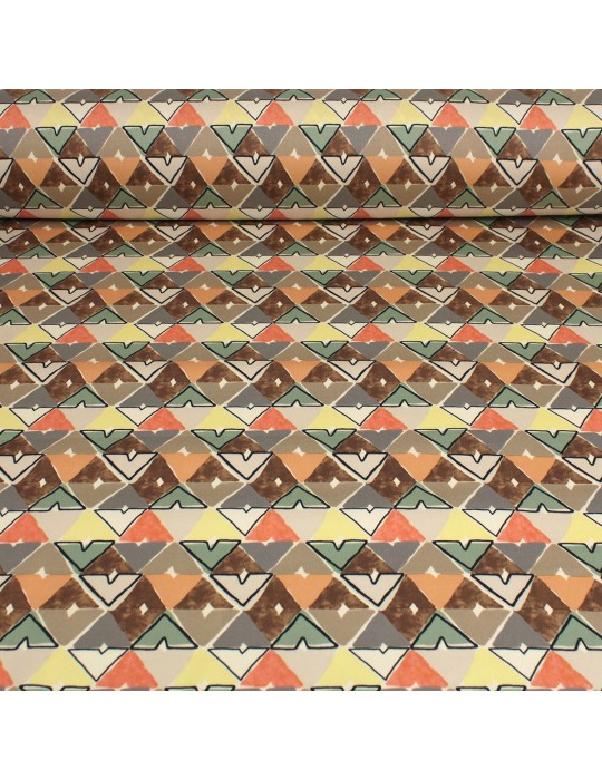 Tissu satin imprimé triangles violet