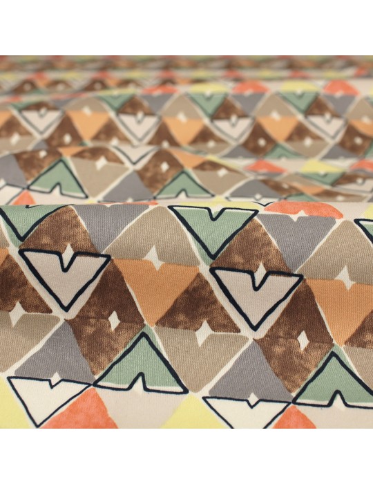 Tissu satin imprimé triangles violet