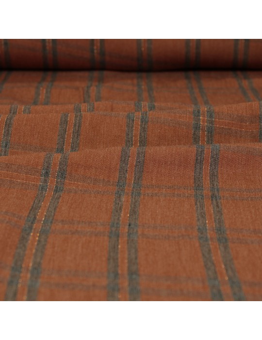 Tissu habillement viscose rayures/carreaux marron
