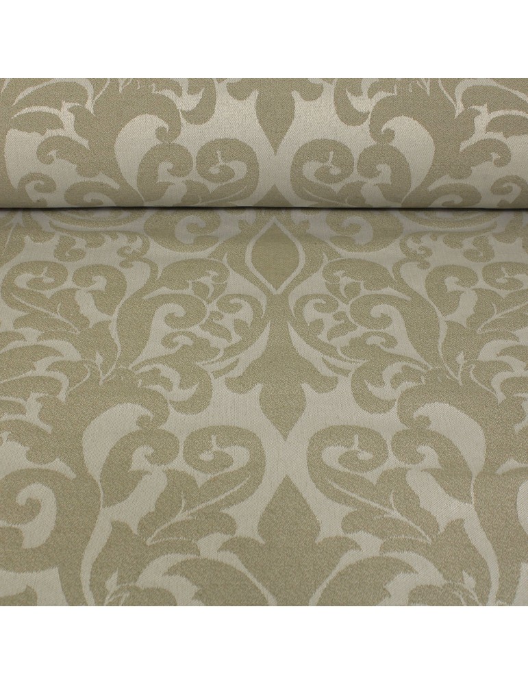 Tissu jacquard arabesque coton/polyester vert